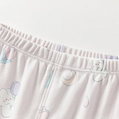 Dave&Bella Toddler Girls Autumn Cotton Striped Round Pajamas Pants Set