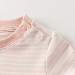 Dave&Bella Toddler Girls Autumn Cotton Striped Round Pajamas Pants Set