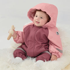 Dave&Bella Baby Girls/Boys Outdoor Windproof Plush-lined Padded Hooded Cozy Rompers