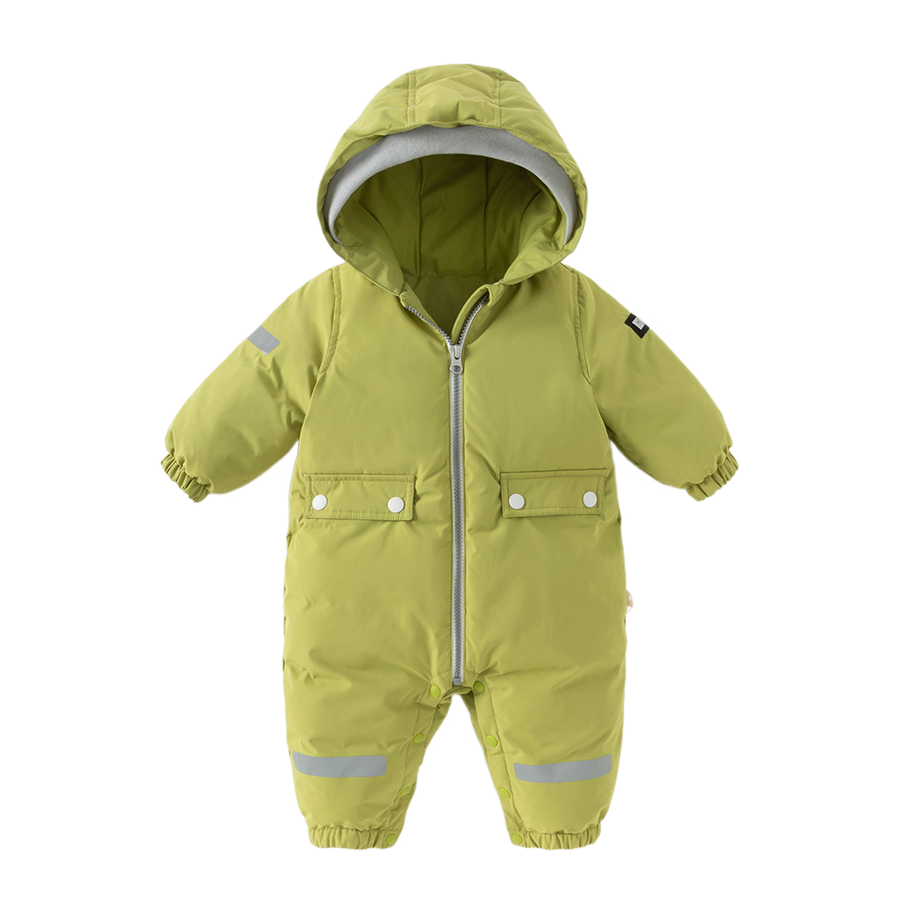 Dave&Bella Baby Girls/Boys Winter Rose/Green Windproof Hooded Down Rompers