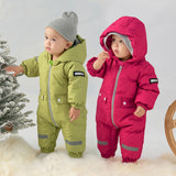 Dave&Bella Baby Girls/Boys Winter Rose/Green Windproof Hooded Down Rompers