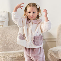 Dave&Bella Toddler Girls Winter Beige Indoor Cozy Plush Pajamas Set