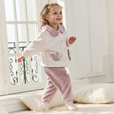 Dave&Bella Toddler Girls Beige Indoor Cozy Plush Pajamas