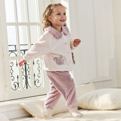 Dave&Bella Toddler Girls Winter Beige Indoor Cozy Plush Pajamas Set