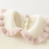 Dave&Bella Toddler Girls Elegant Beige Cozy Knit Sweater Mesh Princess A-line Dress
