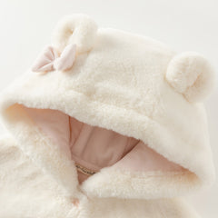 Dave&Bella Toddler Girls Autumn/Winter White Padded Windproof Hooded Capes Coat