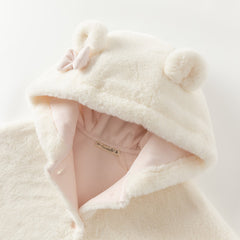 Dave&Bella Toddler Girls Autumn/Winter White Padded Windproof Hooded Capes Coat