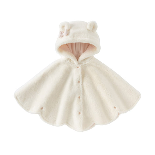 Dave&Bella Toddler Girls Autumn/Winter White Padded Windproof Hooded Capes Coat
