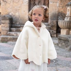 Dave&Bella Toddler Girls Autumn/Winter White Padded Windproof Hooded Capes Coat