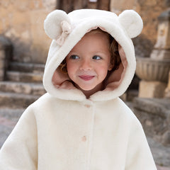 Dave&Bella Toddler Girls Autumn/Winter White Padded Windproof Hooded Capes Coat