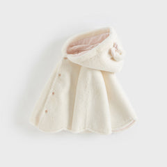 Dave&Bella Toddler Girls Autumn/Winter White Padded Windproof Hooded Capes Coat