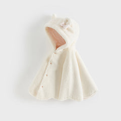 Dave&Bella Toddler Girls Autumn/Winter White Padded Windproof Hooded Capes Coat