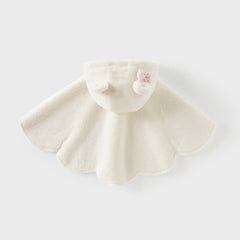 Dave&Bella Toddler Girls Autumn/Winter White Padded Windproof Hooded Capes Coat