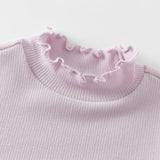 Dave&Bella Kids Girls Elegant Beige/Light Purple T-shirts Tops
