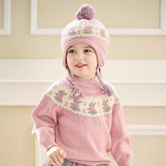 Dave&Bella Toddler Girls Winter Sweet Pink Versatile Warm Ear-protected Hats