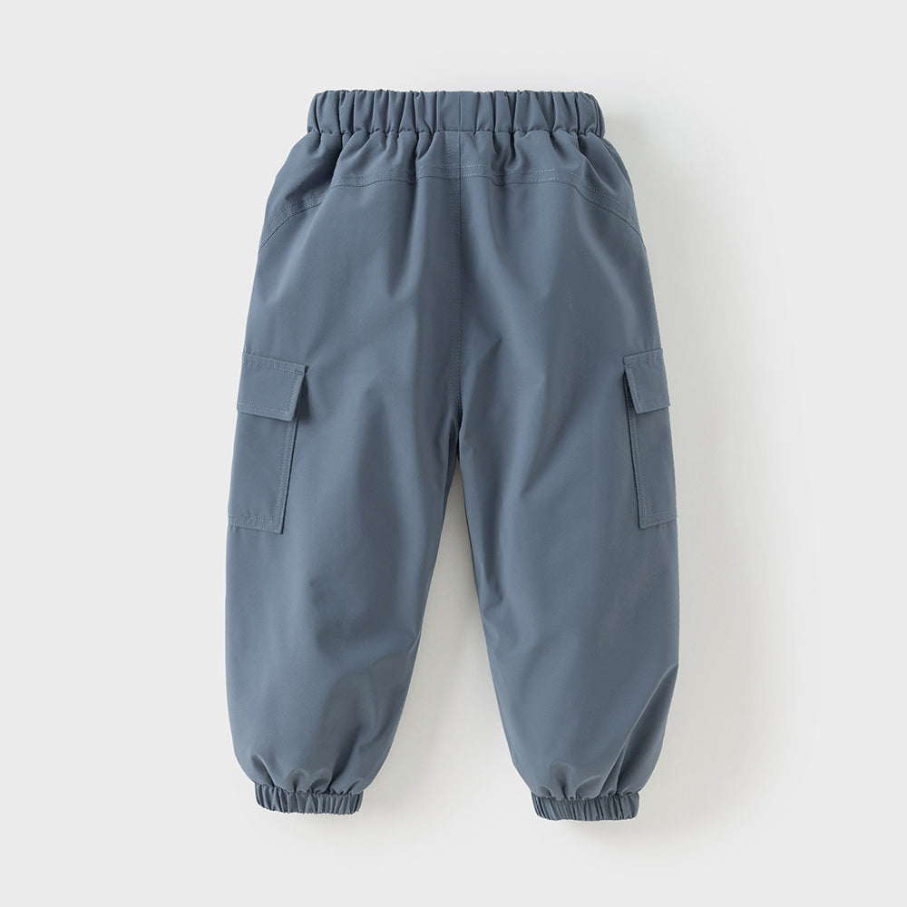 Dave&Bella Kids Boys Grey Blue Waterproof Plush-lined Outwear Cargo Pants