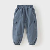 Dave&Bella Kids Boys Grey Blue Waterproof Plush-lined Outwear Cargo Pants
