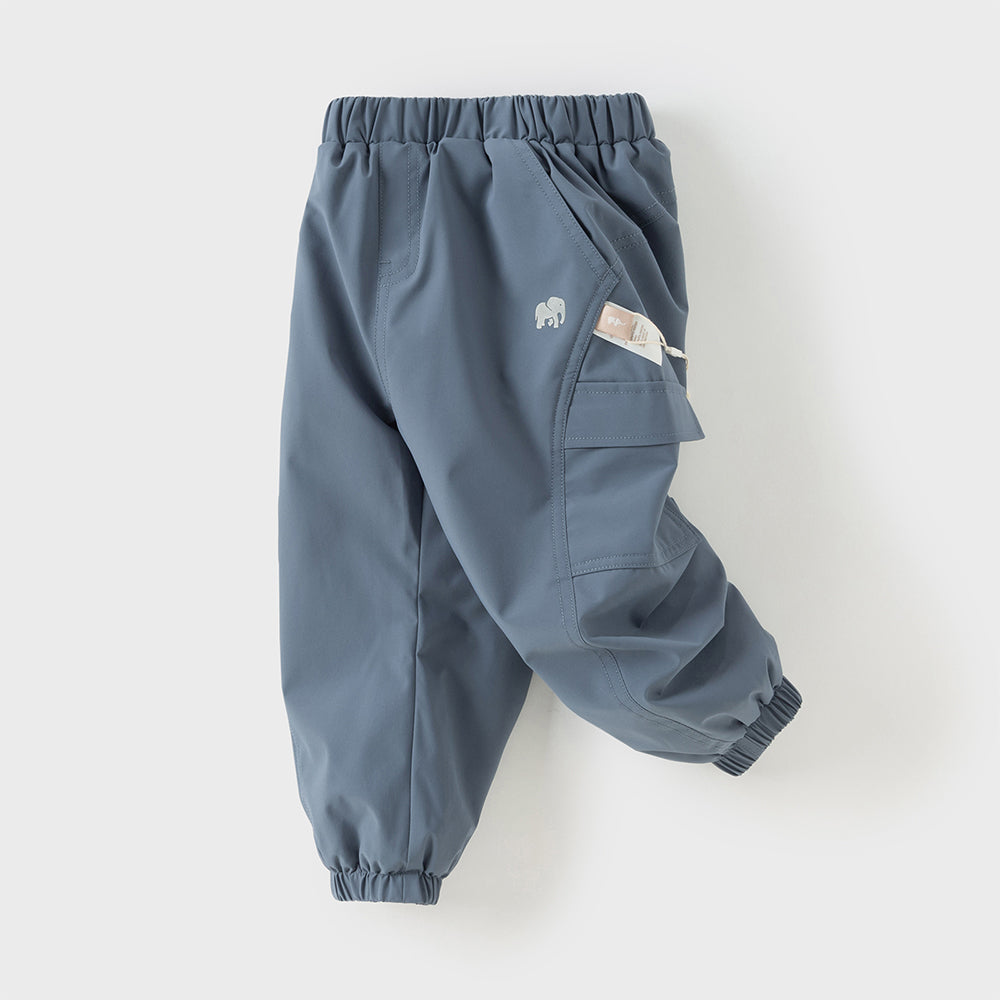 Dave&Bella Kids Boys Grey Blue Waterproof Plush-lined Outwear Cargo Pants