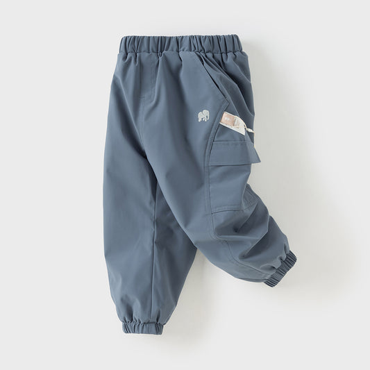 Dave&Bella Kids Boys Winter Grey Blue Waterproof Plush-lined Outwear Cargo Pants