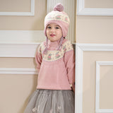 Dave&Bella Kids Girls Sweet Pink Round Collar Long-sleeved Pullover Soft Sweaters Tops