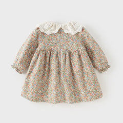 Dave&Bella Toddler Girls Adorable Floral-print Warm Plush-lined  Princess Dress