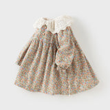 Dave&Bella Toddler Girls Adorable Floral-print Warm Plush-lined  Princess Dress