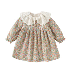 Dave&Bella Toddler Girls Adorable Floral-print Warm Plush-lined  Princess Dress