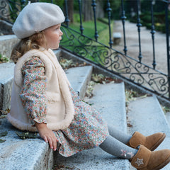 Dave&Bella Toddler Girls Adorable Floral-print Warm Plush-lined  Princess Dress