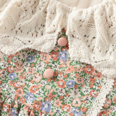 Dave&Bella Toddler Girls Adorable Floral-print Warm Plush-lined  Princess Dress