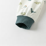 Dave&Bella Toddler Boys Beige Dinosaur Print Indoor Cozy Cotton Pajamas