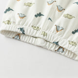 Dave&Bella Toddler Boys Beige Dinosaur Print Indoor Cozy Cotton Pajamas