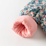 Dave&Bella Toddler Girls Blue Floral Print Outwear Cozy Plush-lined Hooded Coats