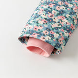 Dave&Bella Toddler Girls Blue Floral Print Outwear Cozy Plush-lined Hooded Coats