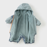 Dave&Bella Baby Girls/Boys Blue/Pink Long Sleeve Waterproof Hooded Cozy Rompers