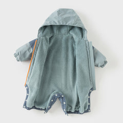 Dave&Bella Baby Girls/Boys  Grey Blue/Grey Pink Long sleeve Waterproof Hooded Rompers