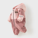 Dave&Bella Baby Girls/Boys Blue/Pink Long Sleeve Waterproof Hooded Cozy Rompers