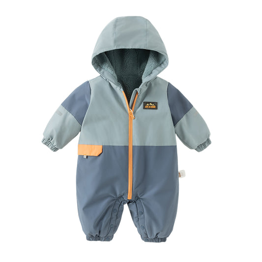 Dave&Bella Baby Girls/Boys  Grey Blue/Grey Pink Long sleeve Waterproof Hooded Rompers