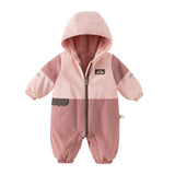Dave&Bella Baby Girls/Boys Blue/Pink Long Sleeve Waterproof Hooded Cozy Rompers
