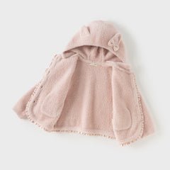 Dave&Bella Toddler Girls Winter Sweet Grey Pink Outdoor Hooded Sweater Coats