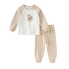 Dave&Bella Toddler Boys Autumn Khaki/Light Grey Comfortable Pajamas Sets