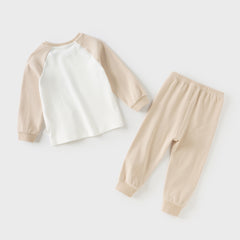 Dave&Bella Toddler Boys Autumn Khaki/Light Grey Comfortable Pajamas Sets