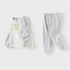 Dave&Bella Toddler Boys Autumn Khaki/Light Grey Comfortable Pajamas Sets