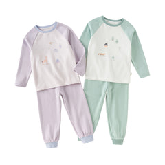 Dave&Bella Kids Girls/Boys Autumn Pink/Purple/Green Cozy Ultra-soft Pajama Sets