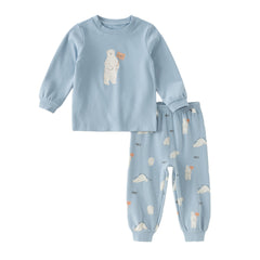 Dave&Bella Toddler Boys Autumn Cotton Cartoon Print Sleepwear Pajamas Pants Set