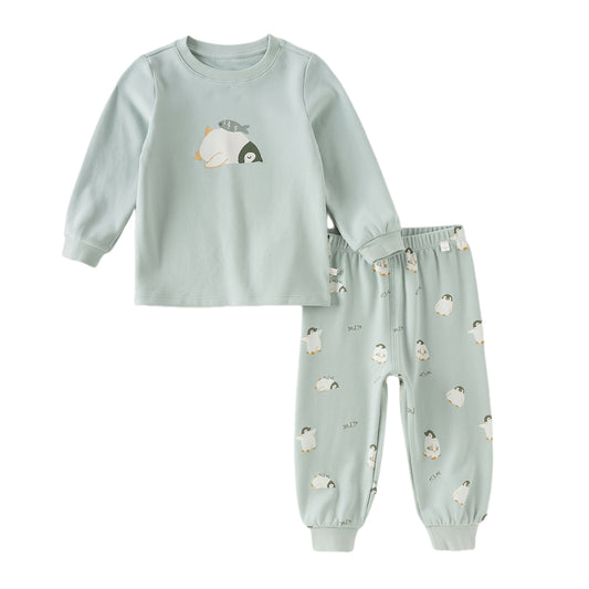 Dave&Bella Toddler Boys Autumn Cotton Cartoon Print Sleepwear Pajamas Pants Set