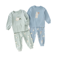 Dave&Bella Toddler Boys Autumn Cotton Cartoon Print Sleepwear Pajamas Pants Set