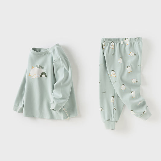 Dave&Bella Toddler Boys Autumn Cotton Cartoon Print Sleepwear Pajamas Pants Set