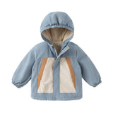Dave&Bella Kids Boys Candy-Blue Outdoor Hooded Padded Coats