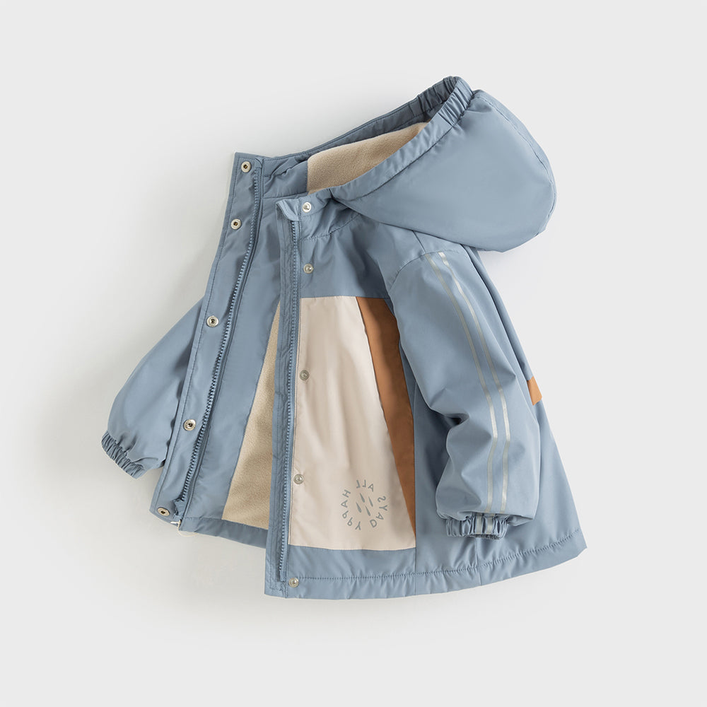Dave&Bella Kids Boys Candy-Blue Outdoor Hooded Padded Coats