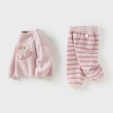 Dave&Bella Toddler Girls Casual Purple Pink Soft Plush Sleepwear Pajamas
